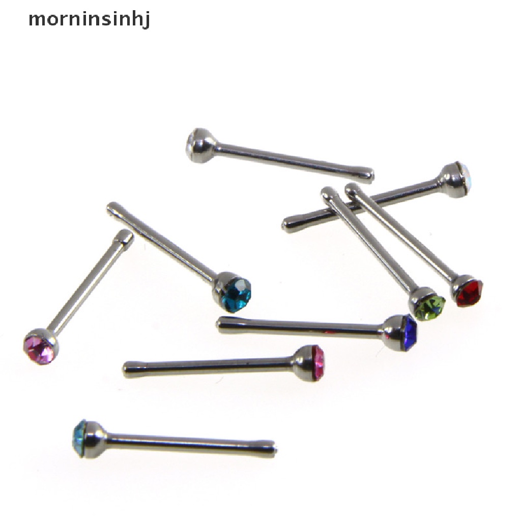 Mornin 60pcs Cincin Tindik Hidungtubuh Bahan Stainless Steel Hias Kristalberlian Imitasi