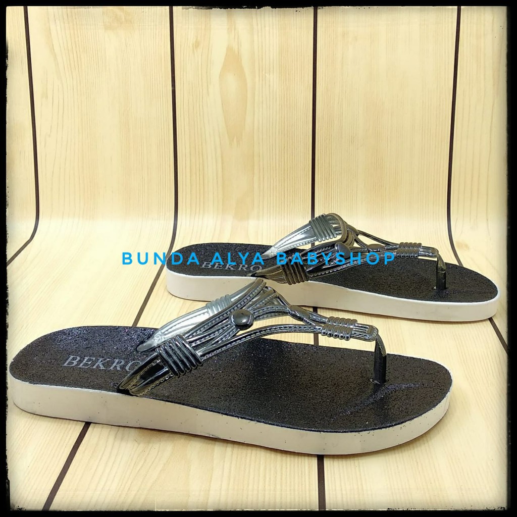 Sandal Wanita Jepit HITAM Size 36 - 40 - Sendal Jepit Perempuan Casual Flat - Sandal Cewek Trendy