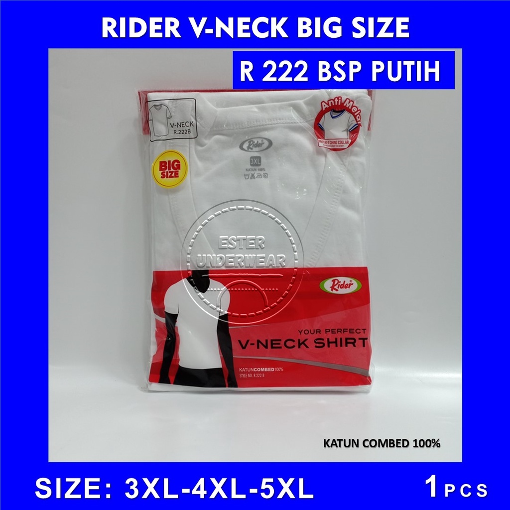 Kaos Dalam Pria BIG SIZE RIDER V-NECK R.222 BSP PUTIH ISI 1