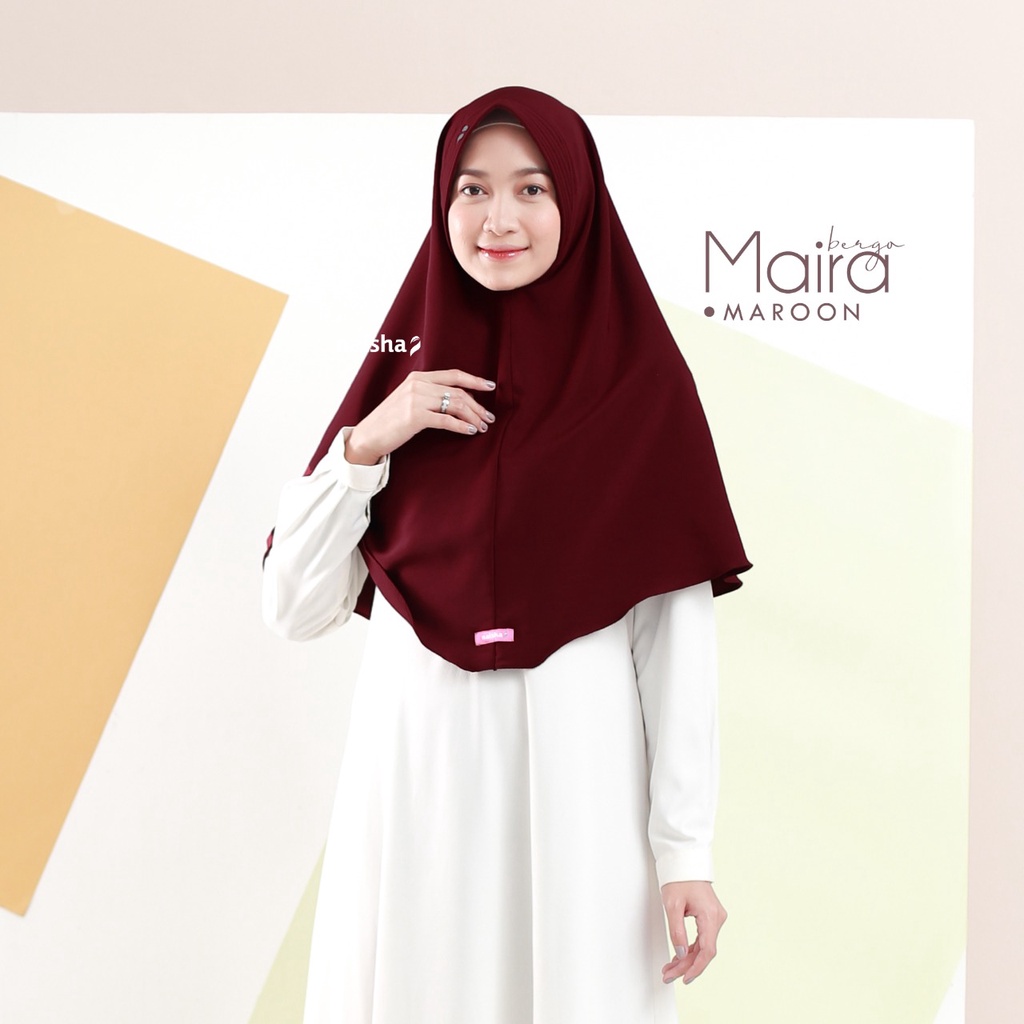 Naisha Official - Maira Bergo Pad Syar'i Instan Daily Khimar Muslimah-Maroon