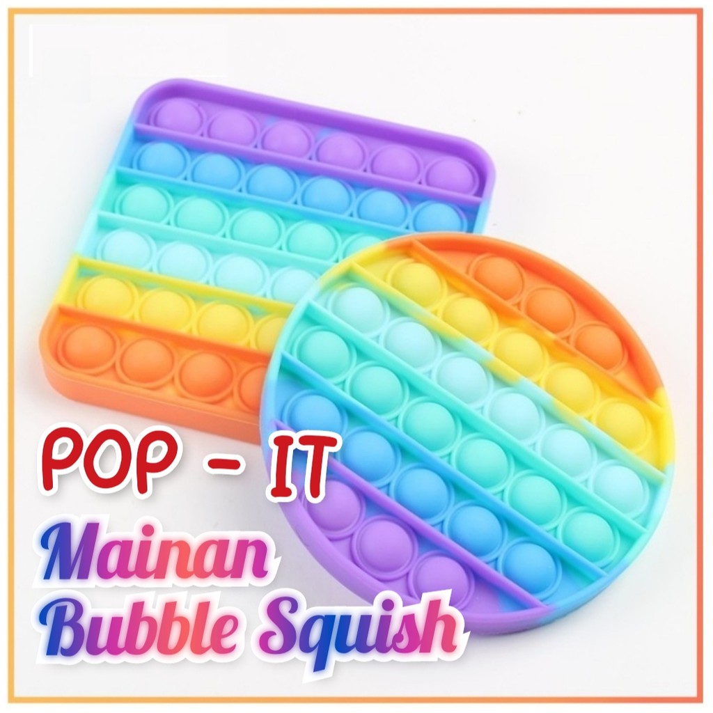 Mainan Pop It Fidget Toys Medium Rainbow BTS / Cetekan Squishy Bubble (KEKINIAN & MENYENANGKAN)-1