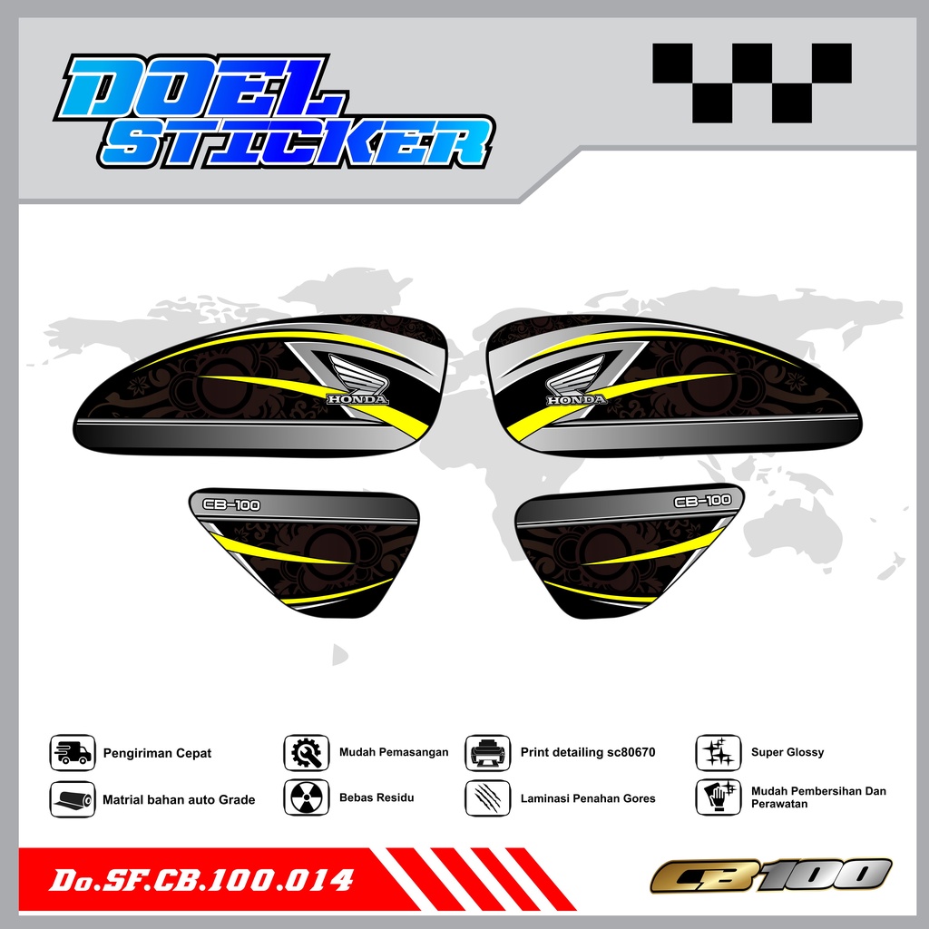 Sticker Striping Honda CB 100 List Variasi Hologram , Crome Doel  013