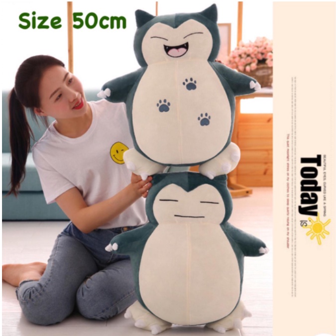 BONEKA SNORLAX JUMBO 50CM BANTAL PIKACHU HIJAU GEMOY HALUS LEMBUT
