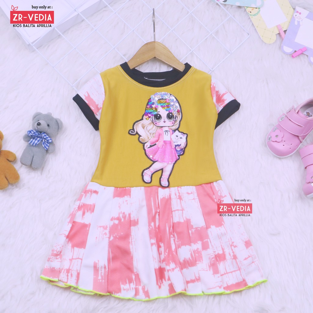 (BISA COD) Dress LED DOLL uk 1-6 Tahun / IMPORT Baju Anak Perempuan Gaun Pesta Premium Dres Cewek