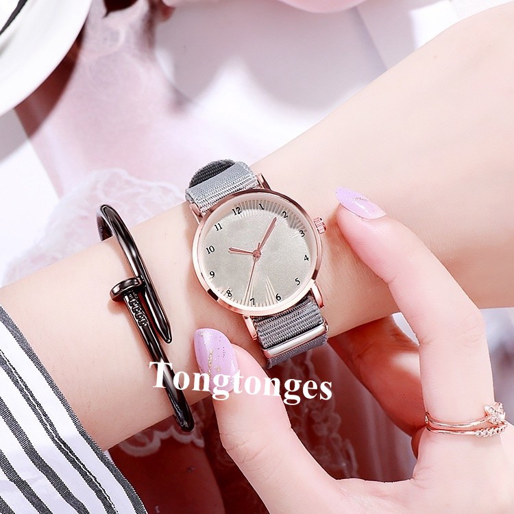 JAM TANGAN WANITA COUPLE GAYA KOREAN SIMPLE JAM FASHION MEN WOMEN RANTAI NYLON