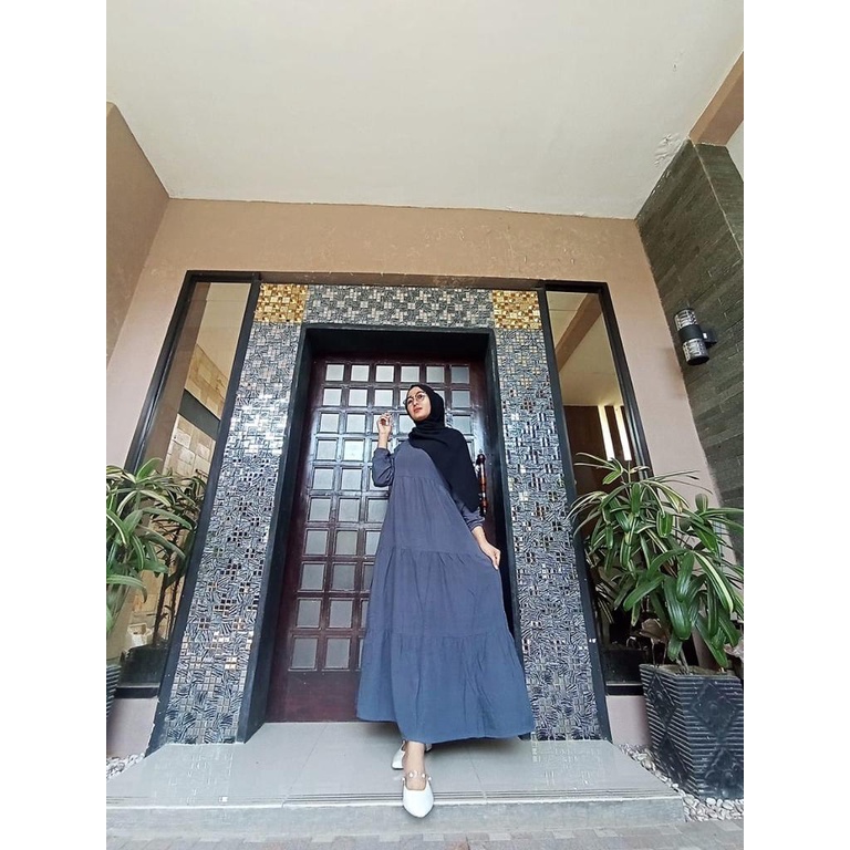 gamis rayon polos kancing