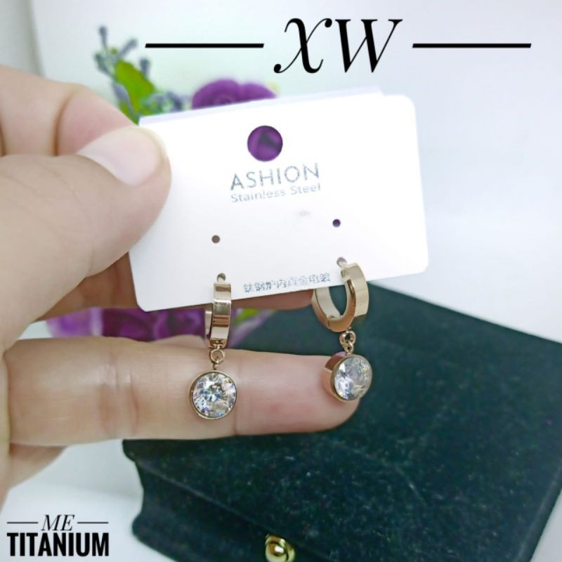 Anting titanium rosegold E14003