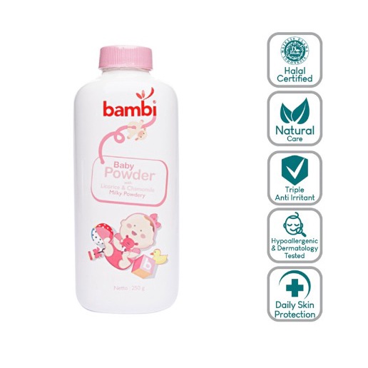 Bambi Baby Powder with Licorice &amp; Chamomile - Milky Powdery 250gr