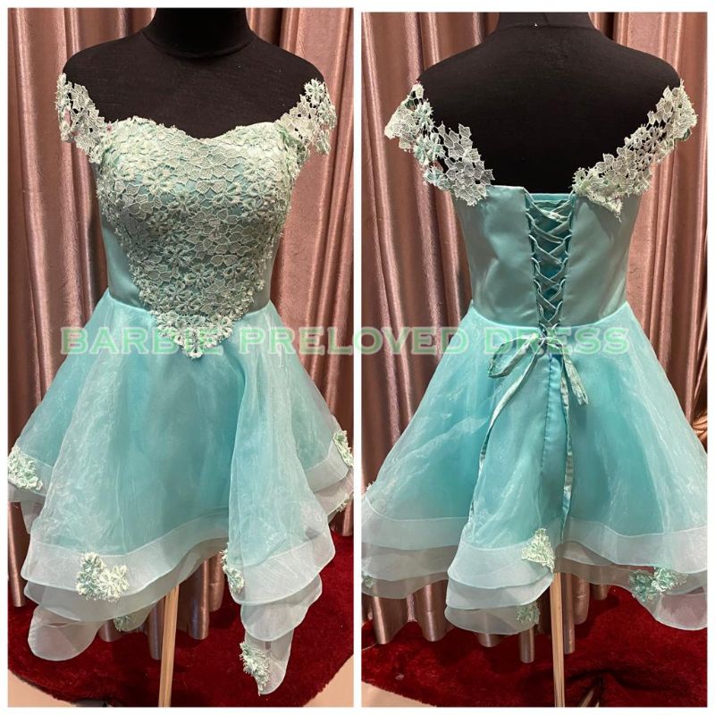 mini dress gaun pesta hijau tosca