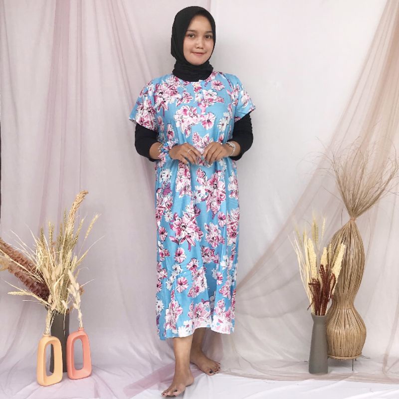 Daster Ruffle | Rufle | Viral Rayon Handprint Busui Friendly Dan Non Busui Fit XXL-[RFL] I