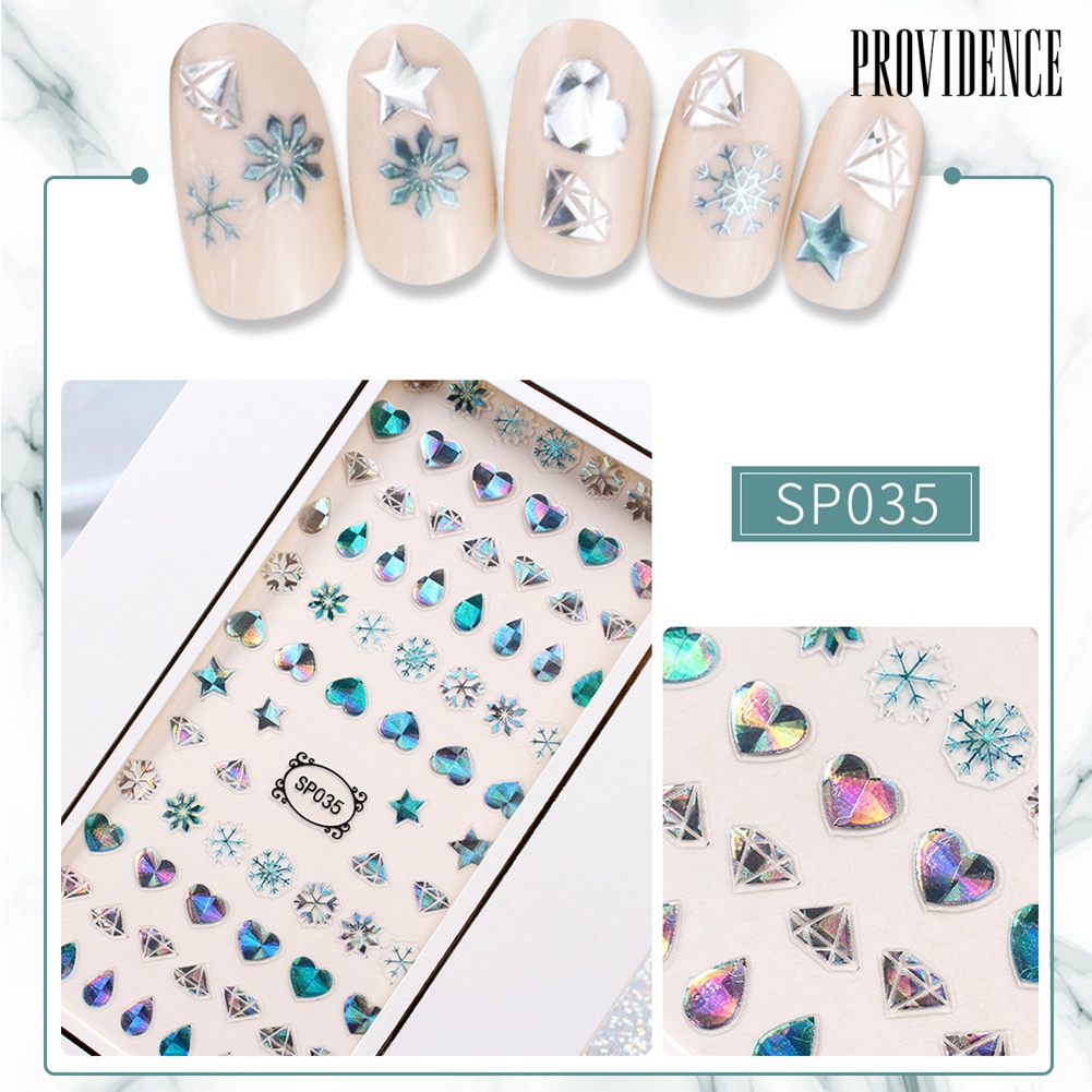 Providence 3D Snowflake Flower Star Gilding Waterproof Adhesive Nail Stickers Decals Decor