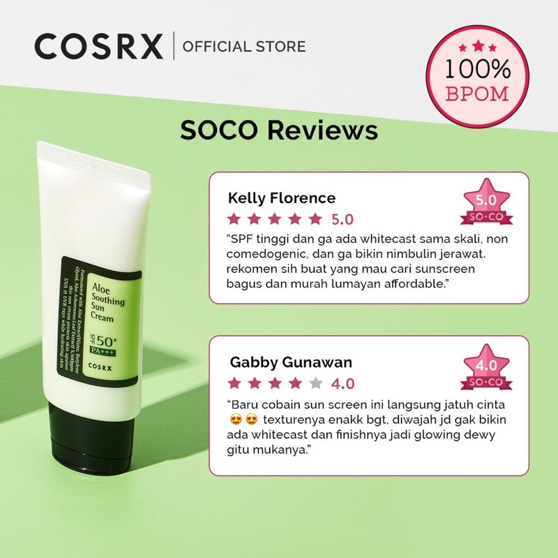 COSRX - Aloe Soothing Sun Cream SUNCREAM SPF 50 PA+++ 50ml