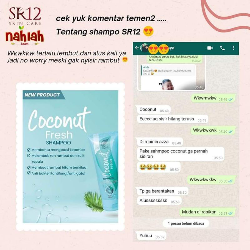 COCONUT FRESH SHAMPOO SR12 / SAMPO KELAPA / SHAMPO ANTI DANDRUFF / SHAMPO PALING AMPUH ATASI KETOMBE / RAMBUT HITAM BERKILAU