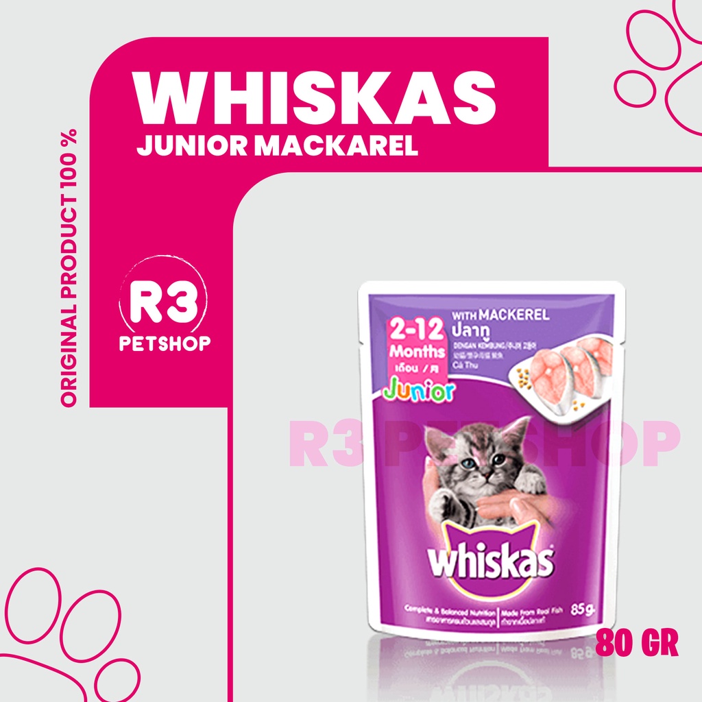 Makanan basah murah untuk Kucing WHISKAS Pouch 80gr All Varian