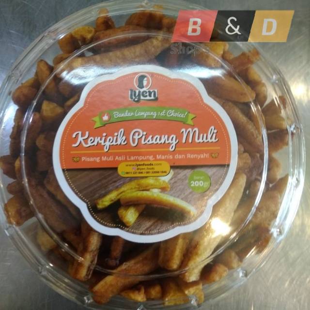 

IYEN. Keripik Pisang Muli Khas Lampung Kemasan Toples Netto 200 Gram.
