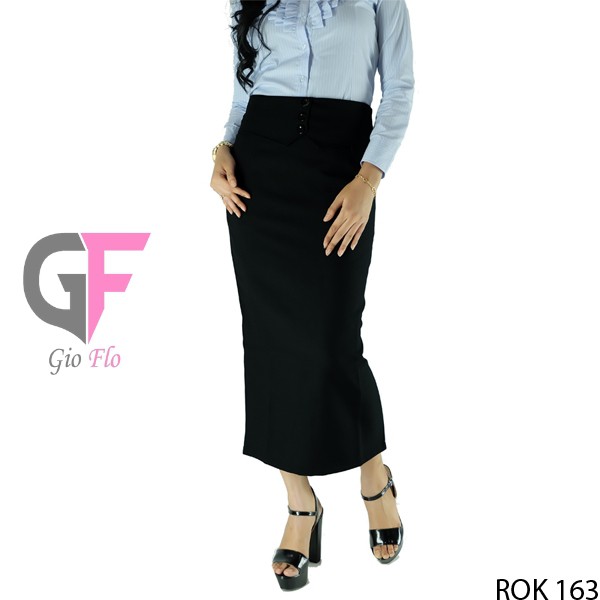 GIOFLO Bawahan Rok Panjang Wanita Kekinian Black / ROK 163