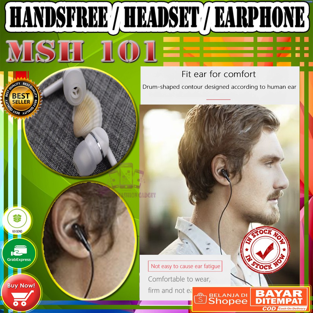 MSH 101 Handsfree / Headset / Earphone  Handfree untuk Smartphone Android / ios with Mic jack 3.5