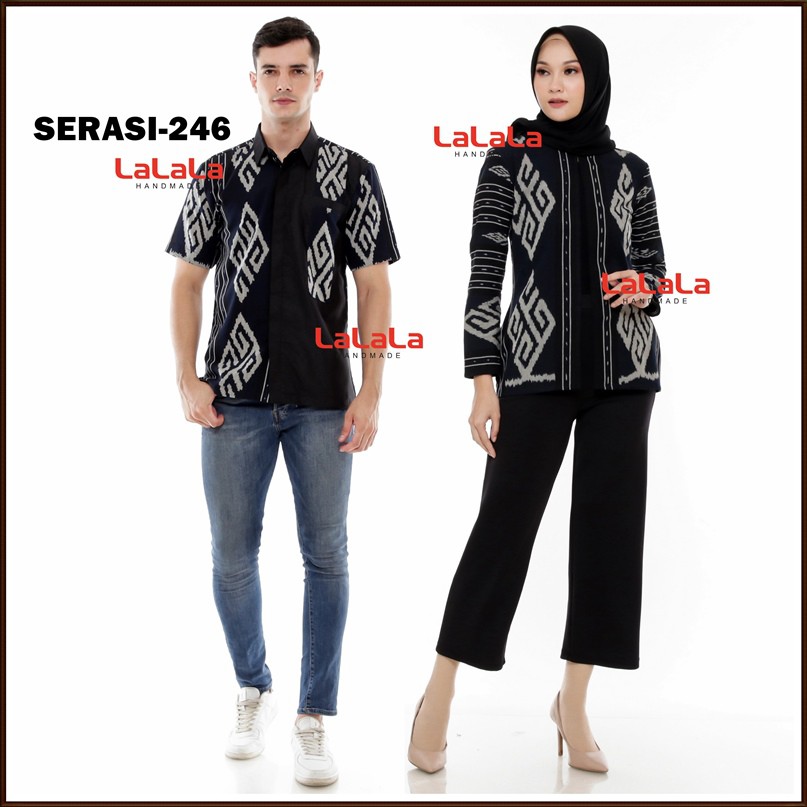 Set Couple tenun etnik - baju tenun, baju etnik - sarimbit atasan kemeja outer blazer tenun