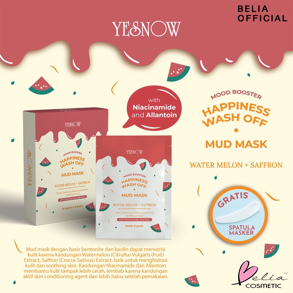 ❤ BELIA ❤ YESNOW Relaxing Wash-Off Mud Mask (Sachet Ecer) | Mud Mask | Masker Wajah | BPOM