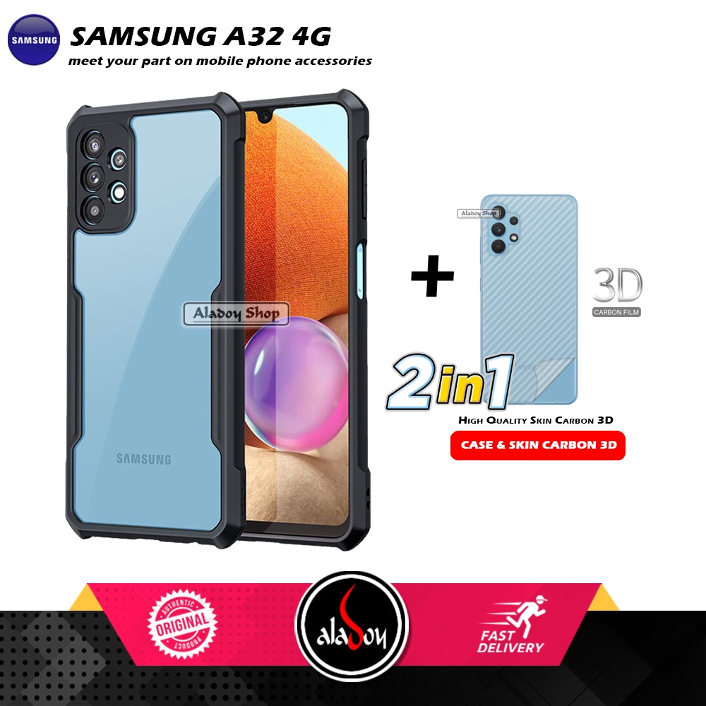 Case Samsung A32 4G Armor Fusion Transparent Casing Free Skin Carbon 3D