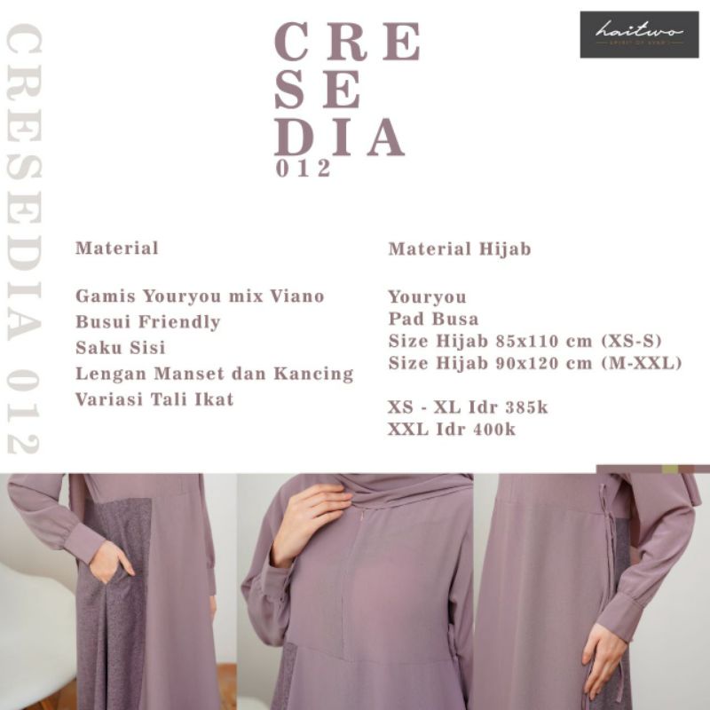 BISA COD - ORIGINAL GAMIS HAITWO CRESEDIA 012 busana muslim wanita syari FASHION MUSLIM