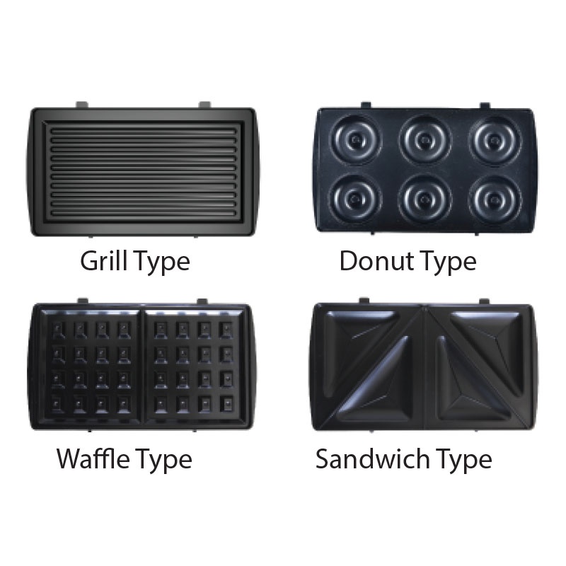 Sandwich Toaster BBQ 4in1 (Sandwich, Grill, Donut, Waffle) Maker Mayaka SM-8801YZ