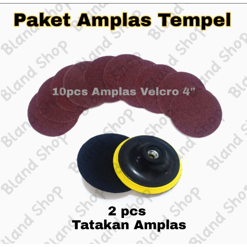 Amplas Tempel Velcro 4inch 10pcs + Tatakan Amplas Bulat 2pcs