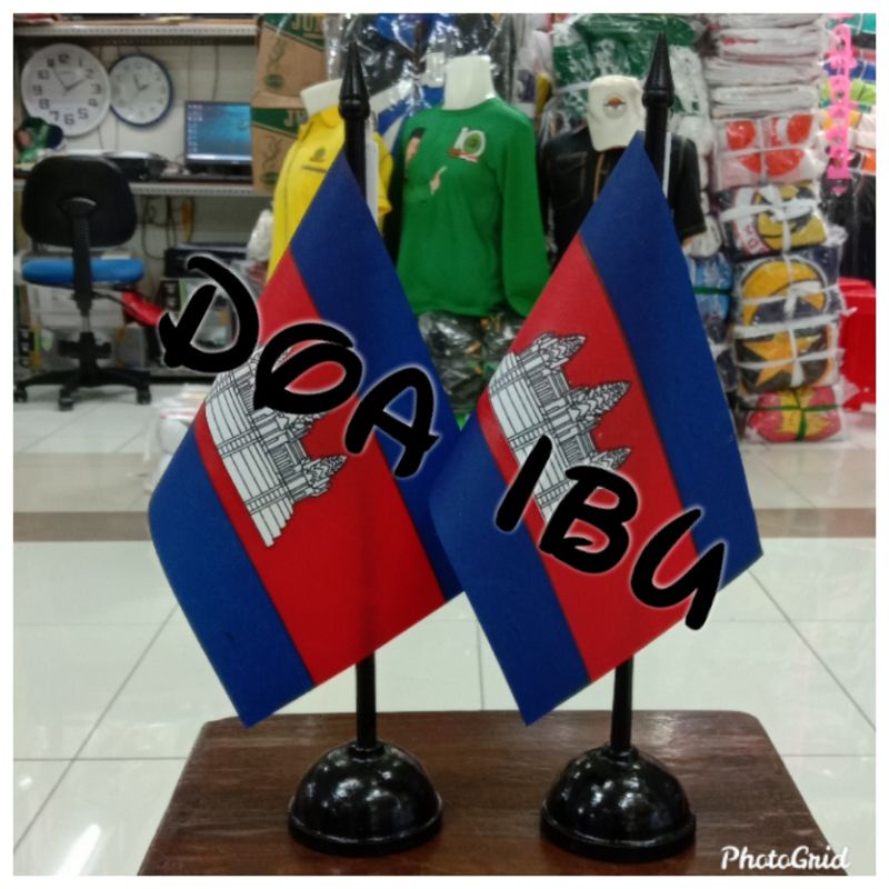 

best seller tiang kayu meja+bendera KAMBOJA ready stock