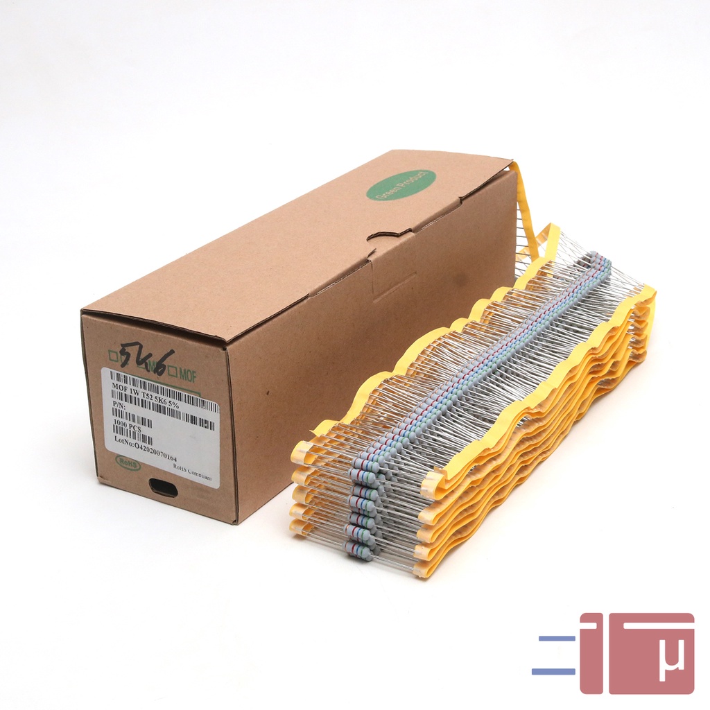 x10 Resistor 5K6 5.6K 1W Metal Oxide 5% Taiwan Kaki Tembaga