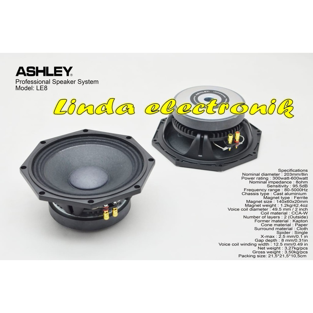 componen speaker woofer ashley le8 8inch ORIGINAL