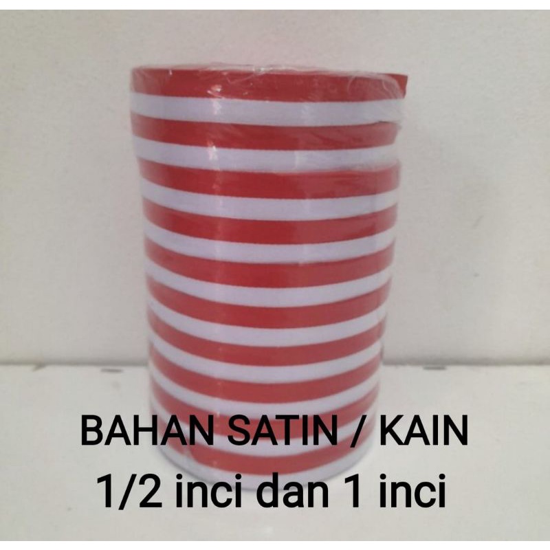 

Pita merah putih satin 1/2 in 1 in 1.2cm 2.5cm RIBBON bahan kain bendera indonesia red white