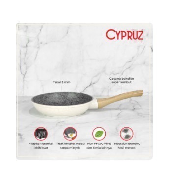 Fry Pan 20 cm Cypruz FP-0703 White Granite Series Wajan Induksi FP0703