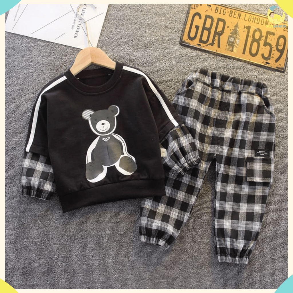 [COD] Setelan legan panjang baju anak lucu MOTIF BoadBear 0-5 Tahun/ baju baby impor korea premium/Babylovanta