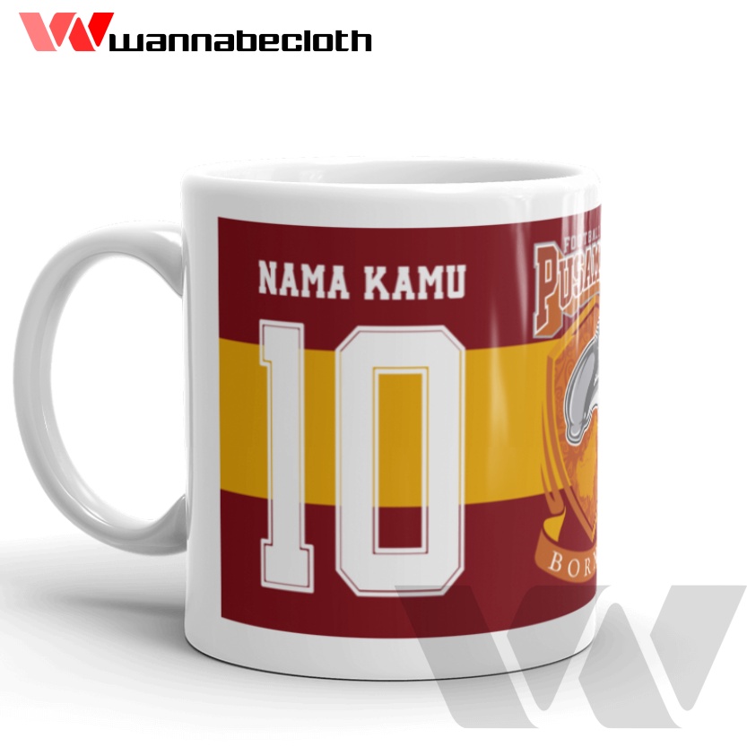 Mug Borneo FC Gelas Borneo FC Kado Souvenir Gift Hadiah Bola Mug Borneo FC Custom Nama