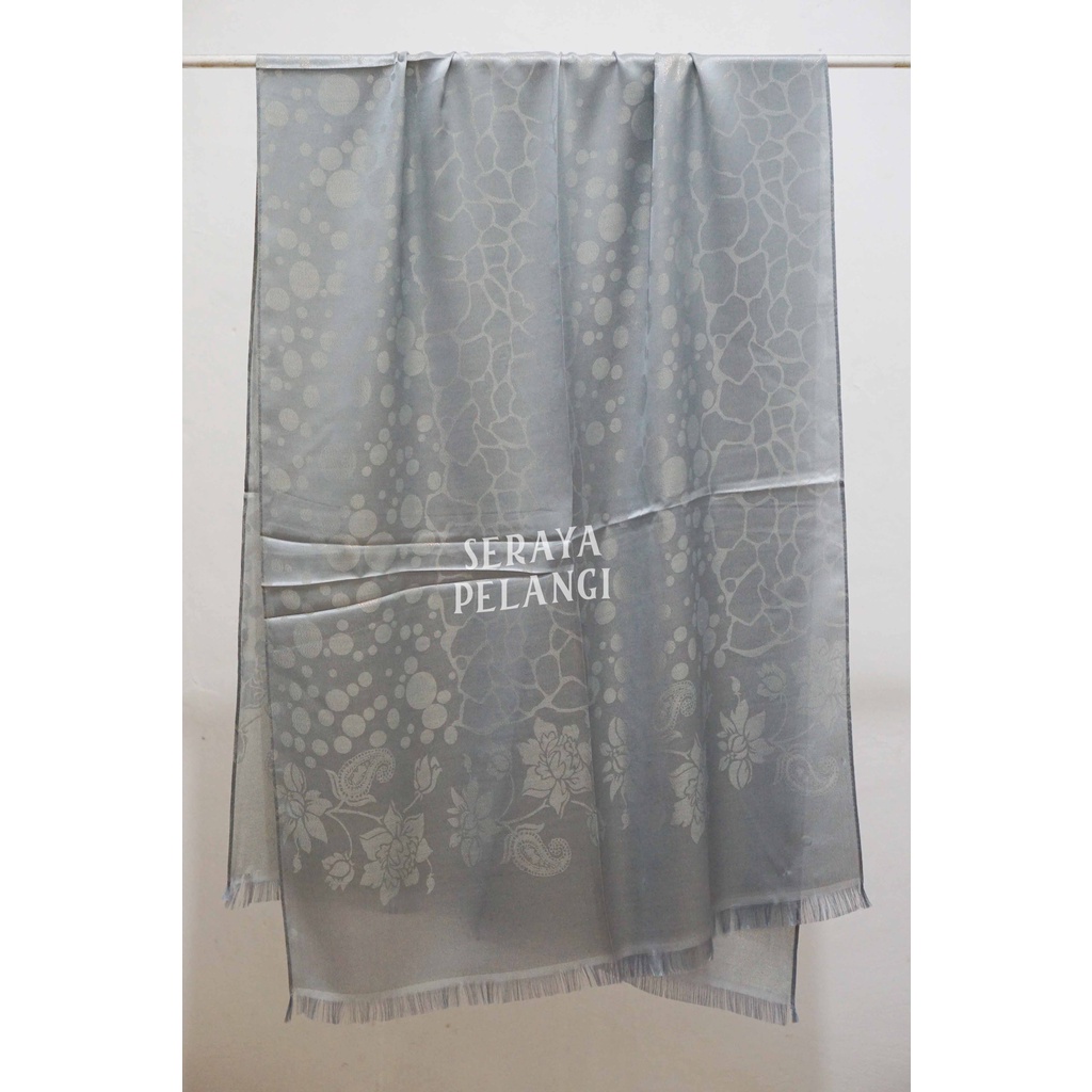 Pashmina Sutra Metalik | Motif Keong/Kembang/Bunga | Selendang | Scarf | Syal | Shawl | Pasmina | Souvenir | Hadiah Ulang Tahun | Birthday Gift | Aksesoris Fashion Wanita | Luxury Scarf | Premium Import Quality | Grosir Murah-8. Abu