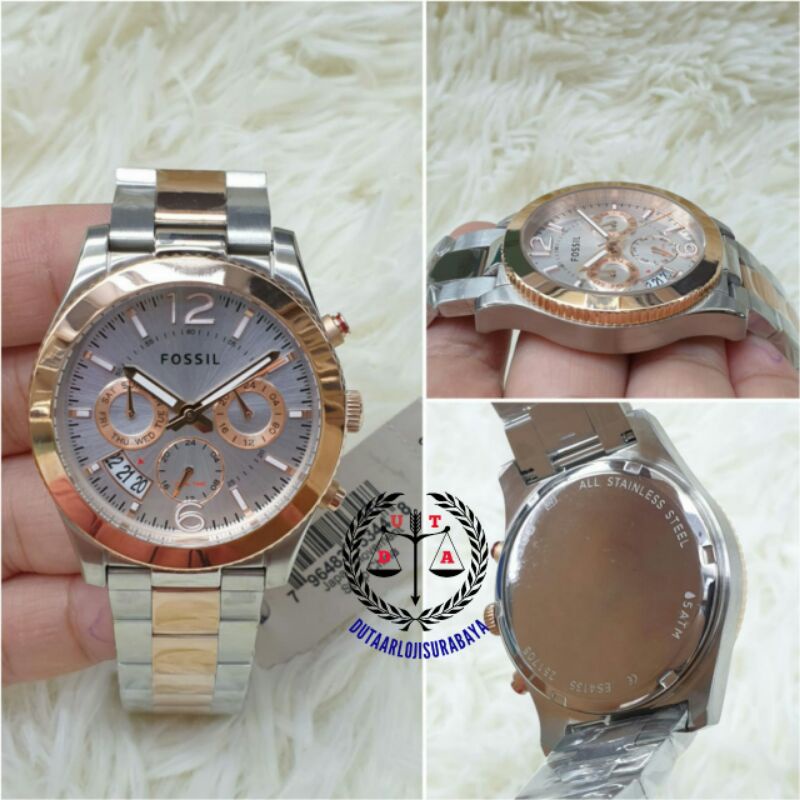 jam tangan wanita fossil batre crono stainless kualitas original