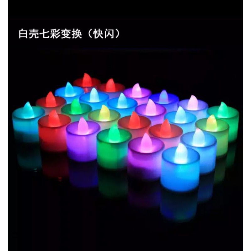 Lilin Listrik Led Dengan Batrai Warna Warni