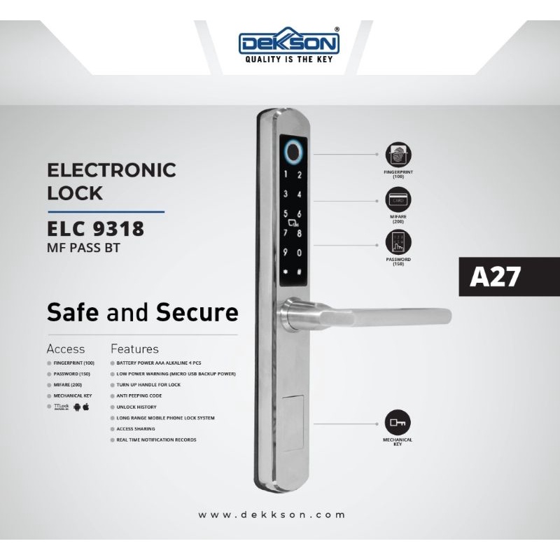 Electronic Lock Dekkson Smart Door Lock Kunci Pintu Digital