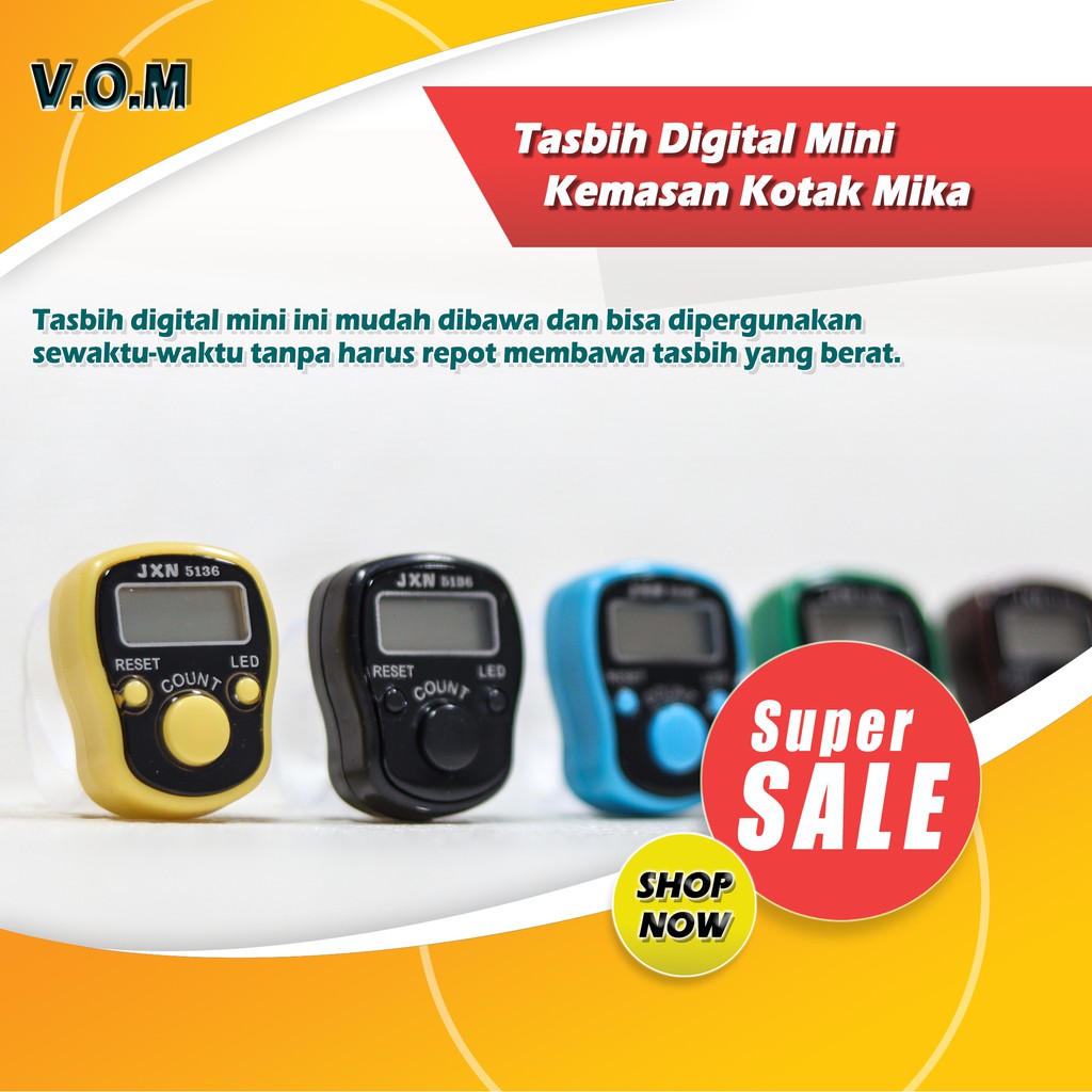 VOM Tasbih Digital Mini ( Finger Counter ) Kemasan Kotak Mika - 0277