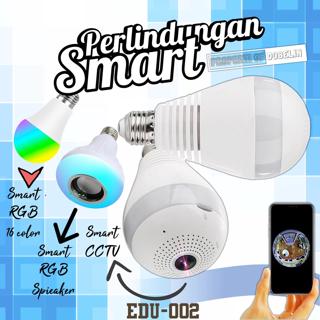 Lampu Bohlam CCTV Wifi Ip Camera 360 Derajat Speaker Musik Bluetooth LED Disco Warna Warni Wireless 