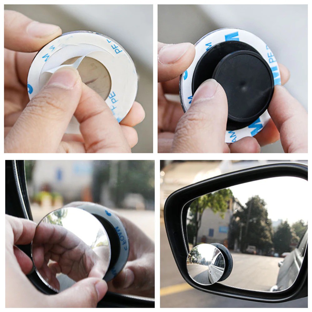 Kaca Spion 2pc Cembung Bulat Kecil Tempel Mobil Wide Angle Mirror Car