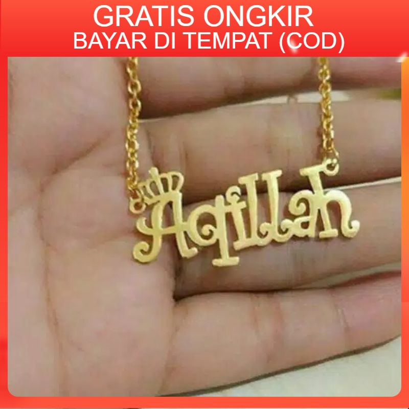 Kalung nama titanium xuping lapis emas