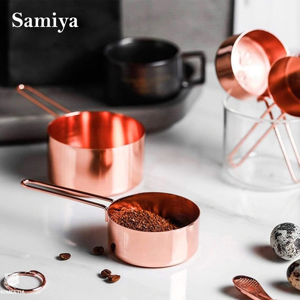 Measuring cup spoon 4in1 / sendok takar ukur set rosegold gold / sendok takar kopi