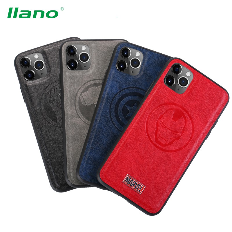 

llano x Marvel Handphone Shockproof Motif Marvel Avengers Bahan Kulit untuk iPhone X/11