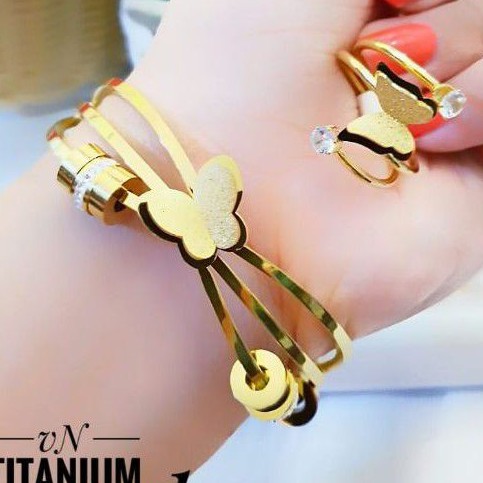 Titanium Gelang dan Cincin 0732q