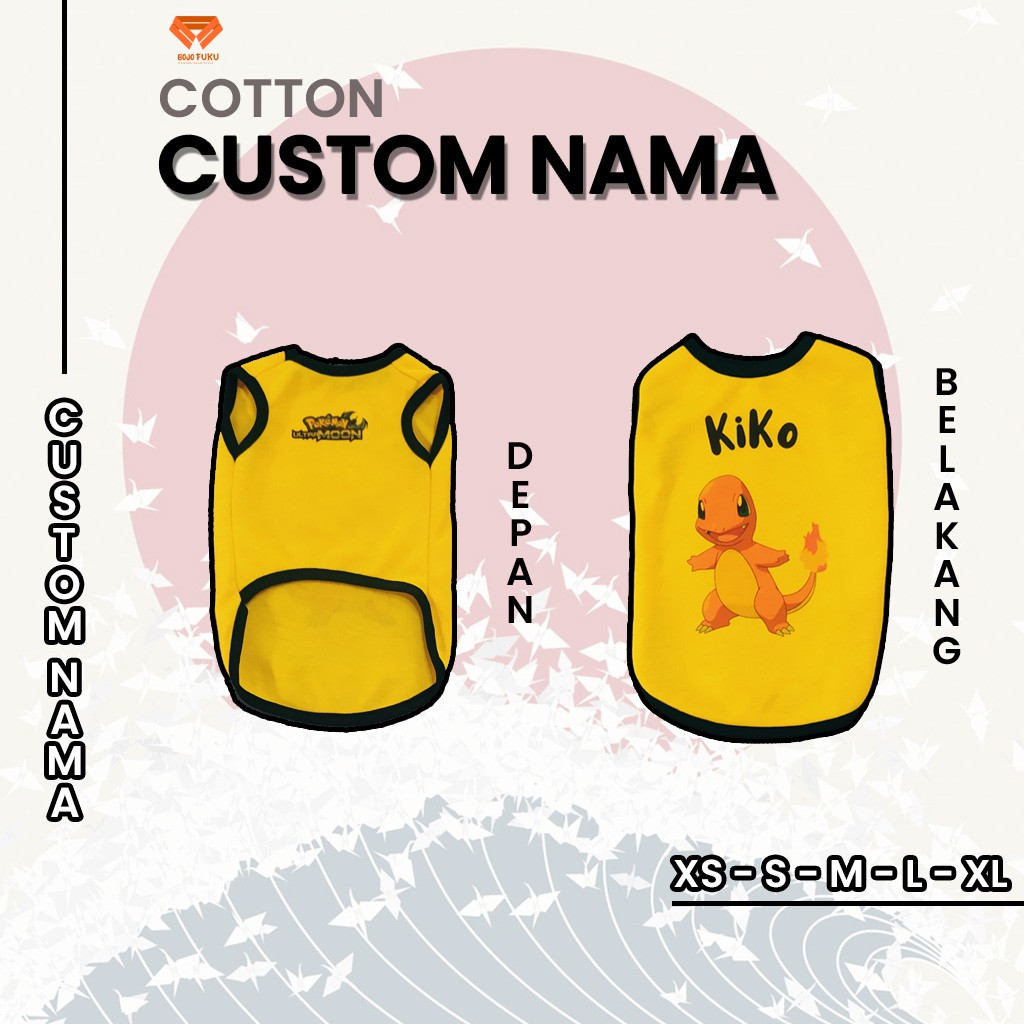 Baju kucing lucu murah aksesoris hewan kecil besar betina jantan berkualitas - CUSTOM NAMA CARMANDER