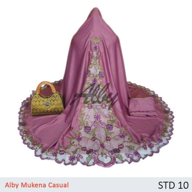 Mukena Sutra Dove Coklat Model Tas Janur Etnik