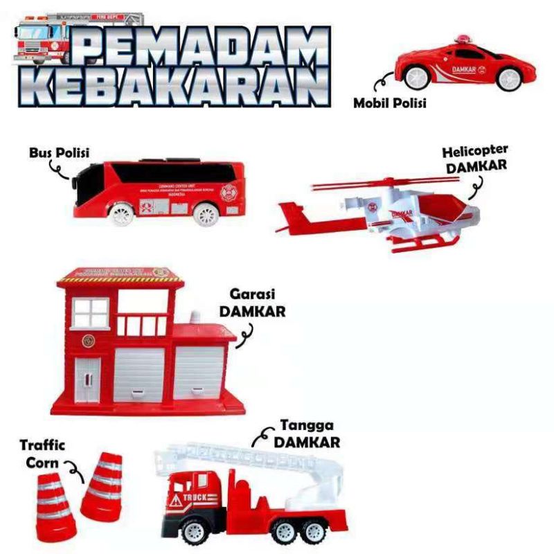 Mainan Edukasi Anak Mobil Pemadam Kebakaran MT 03 Pull Back