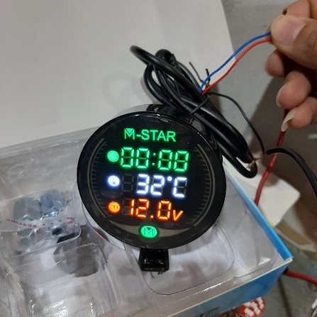 Voltmeter jam celcius - voltmeter bulat 3 in 1 M - star waterproof