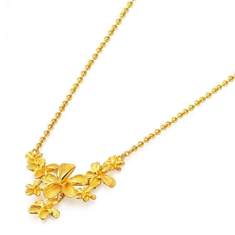 [Ready Stock]Fashion Gold-Plated Necklace Flower Frosted Pendant